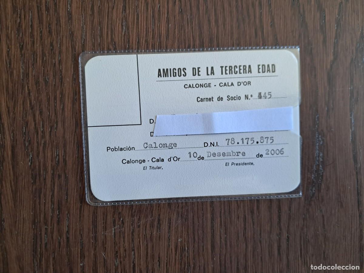 Documentos antiguos: carnet de socio, amigos de la tercera edad, Mallorca. a&ntilde;o 2006.