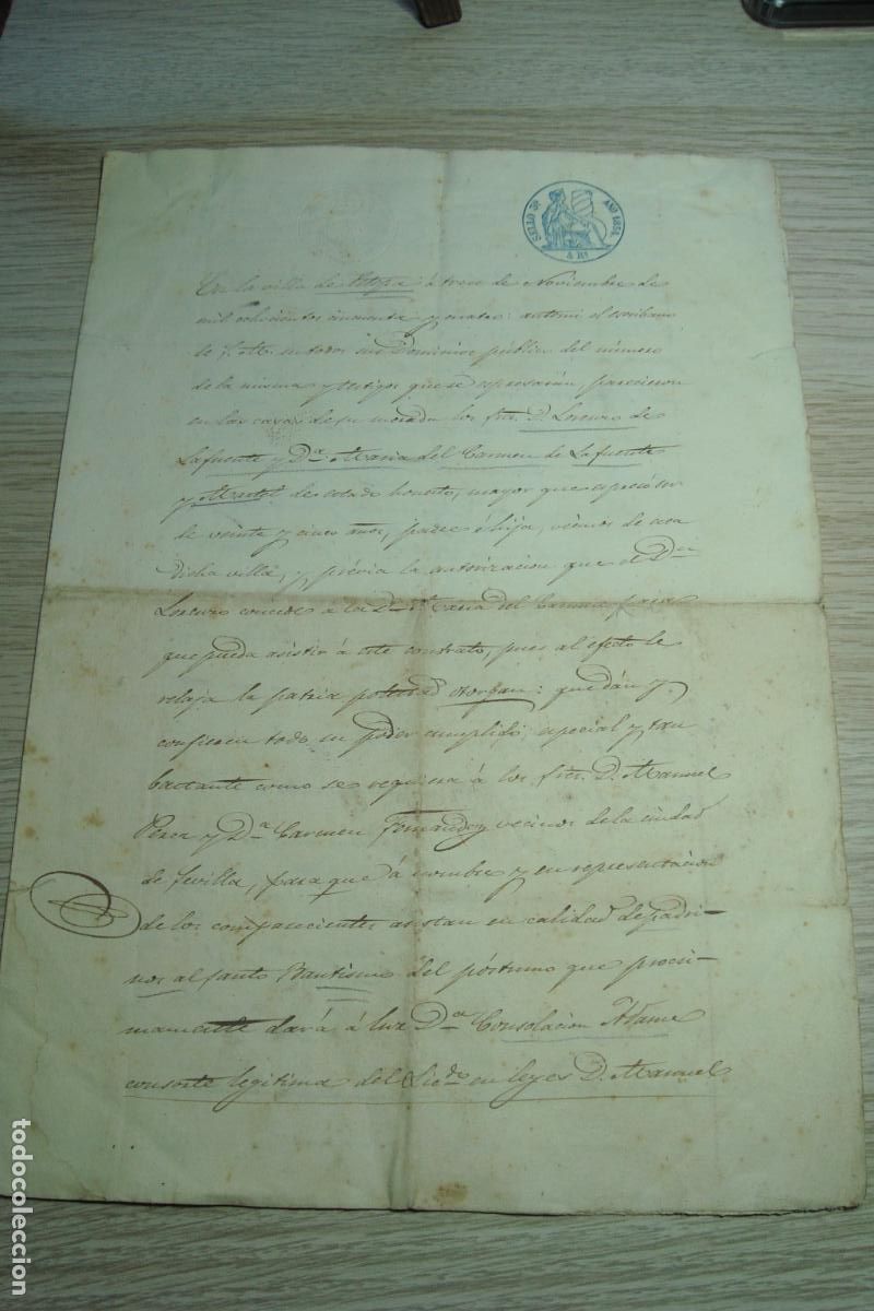 Documentos antiguos: ESCRITURA LORENZO Y MARIA DEL CARMEN LAFUENTE MARTEL TESTIGOD BAUTIZO. VILLA DE ESTEPA 1854.