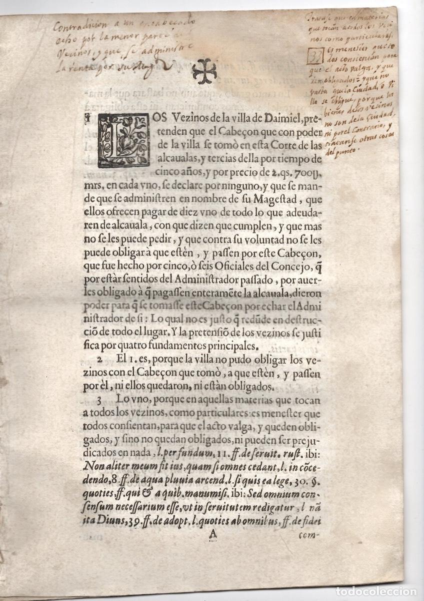 Documentos antiguos: LITIGIO RELATIVO A ADMINISTRACION Y ARRENDAMIENTO DE ALCABALAS. DAIMIEL, CIUDAD REAL S. XVIII
