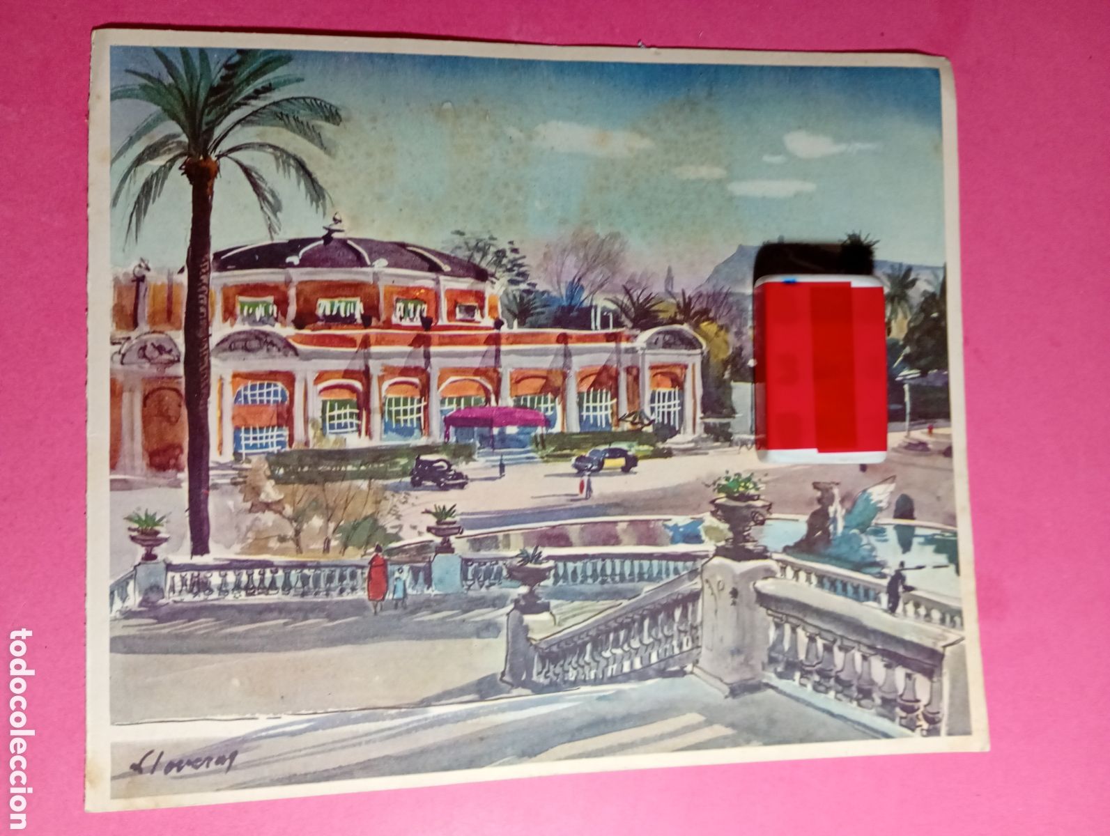 Documentos antiguos: Men&uacute; 1961 Pintor Lloveras Ciutadella Barcelona Aut&oacute;grafos Homenaje Dirtor. Gerente Bayer bodas plata