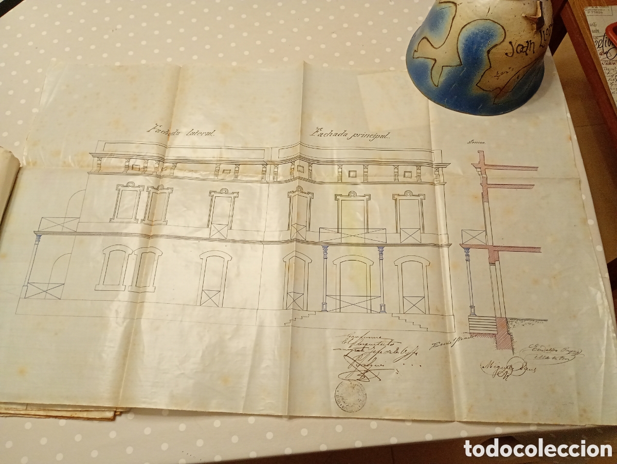 Documentos antiguos: Proyecto casa unifamiliar. Sarri&agrave;, Barcelona. Firmas: Pere Falqu&eacute;s Urp&iacute;, Miguel Sans y Eduardo Pag&egrave;s