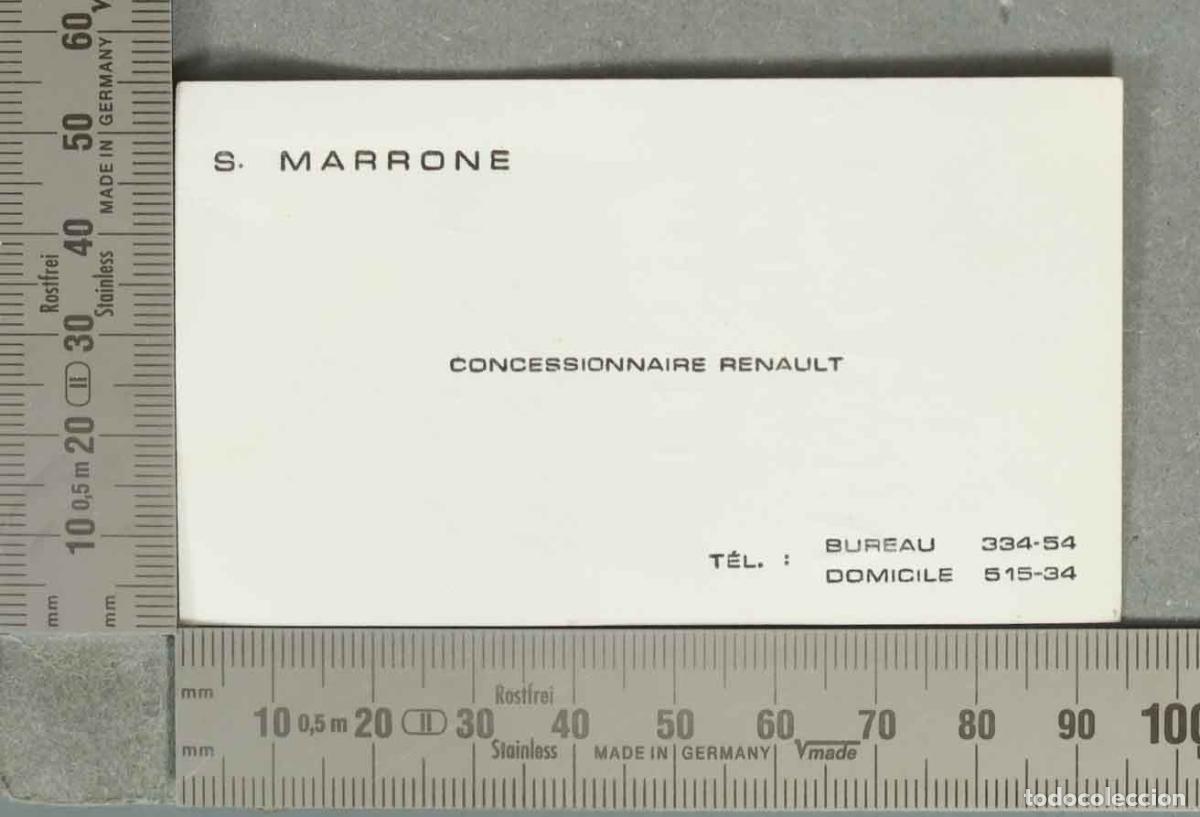 Documentos antiguos: TARJETA. Tarjeta de visita - S. Marrone - Concessionnaire Renault