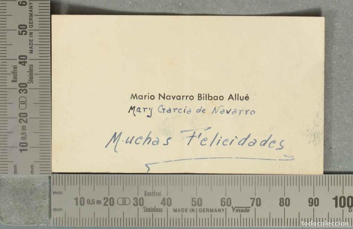 Documentos antiguos: TARJETA. Muchas Felicidades - Mario Navarro Bilbao Allu&eacute;, Mary Garc&iacute;a de Navarro