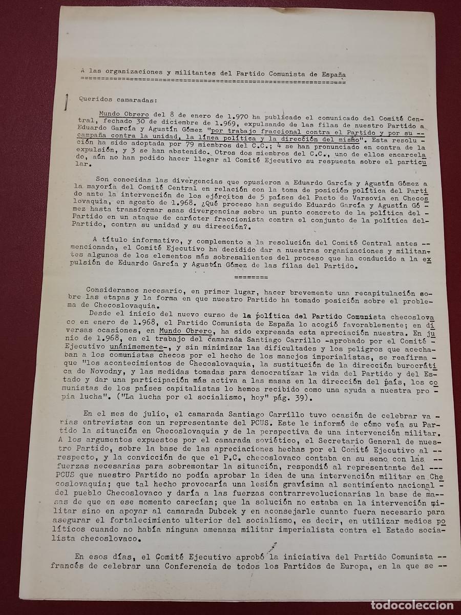 Documentos antiguos: A las organizaciones y militantes del Partido Comunista de Espa&ntilde;a (marzo de 1970)