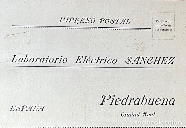 Documentos antiguos: LABORATORIO ELECTRICO SANCHEZ, PIEDRABUENA CIUDAD REAL, ANTIGUA TARJETA DE PEDIDO