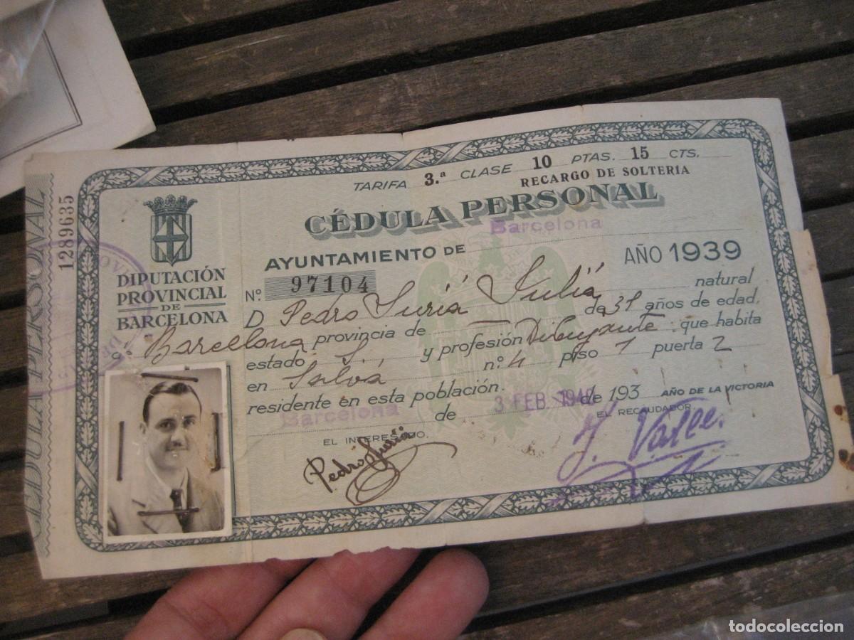 Documentos antiguos: Cedula personal . Barcelona 1940 . recargo por solteria