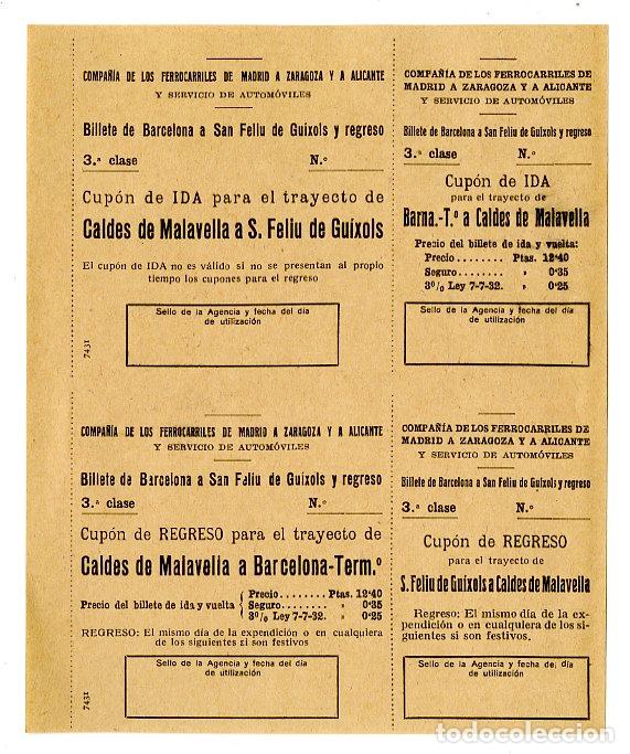 Documentos antiguos: Billetes Ferrocarriles Madrid A Zaragoza y a Alicante - Ferrocaril