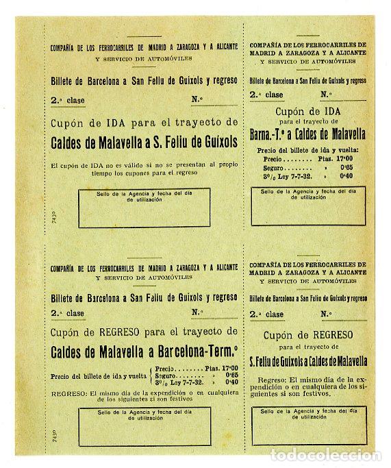 Documentos antiguos: Billetes Ferrocarriles Madrid A Zaragoza y a Alicante - Ferrocaril