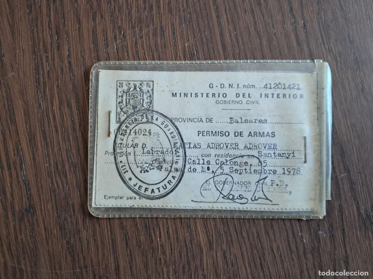 Documentos antiguos: carnet, permiso de armas, ministerio del interior, a&ntilde;o 1978.