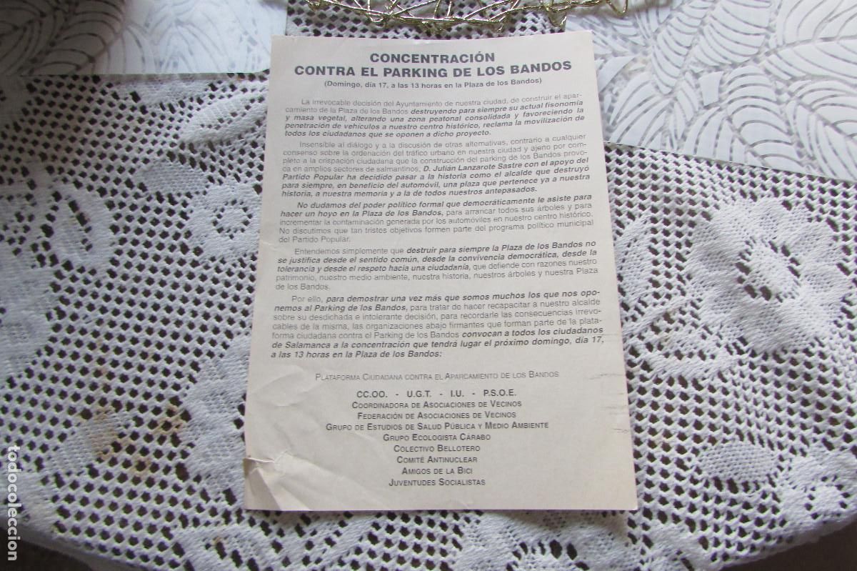 Documentos antiguos: CONCENTRACION CONTRA EL PARQUING DE LOS BANDOS SALAMANCA