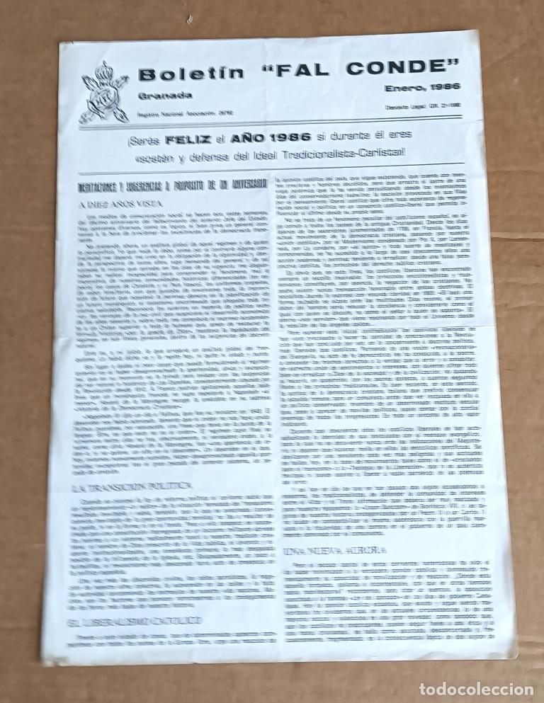 Documentos antiguos: Bolet&iacute;n FAL CONDE carlista Granada enero 1986