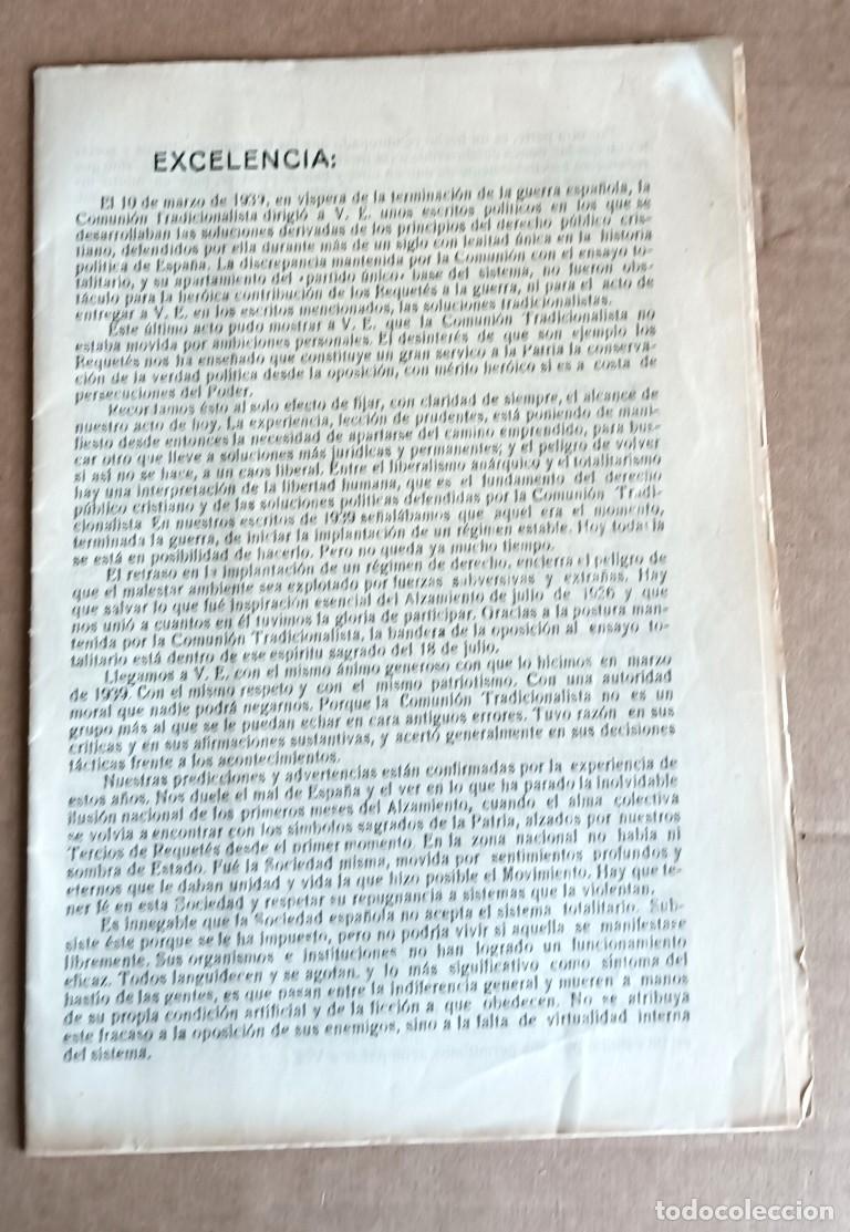 Documentos antiguos: Manifiesto o carta abierta de la comuni&oacute;n tradicionalista CARLISMO 10 de marzo de 1939
