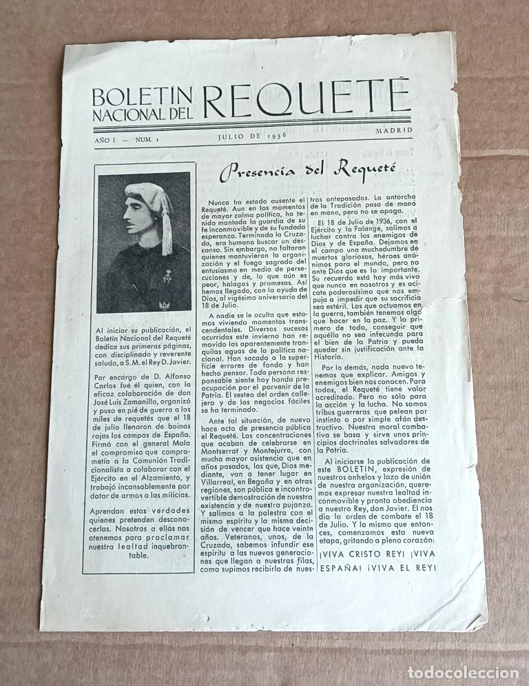 Documentos antiguos: BOLETIN NACIONAL DEL REQUETE -- N&ordm; 1 - 1956