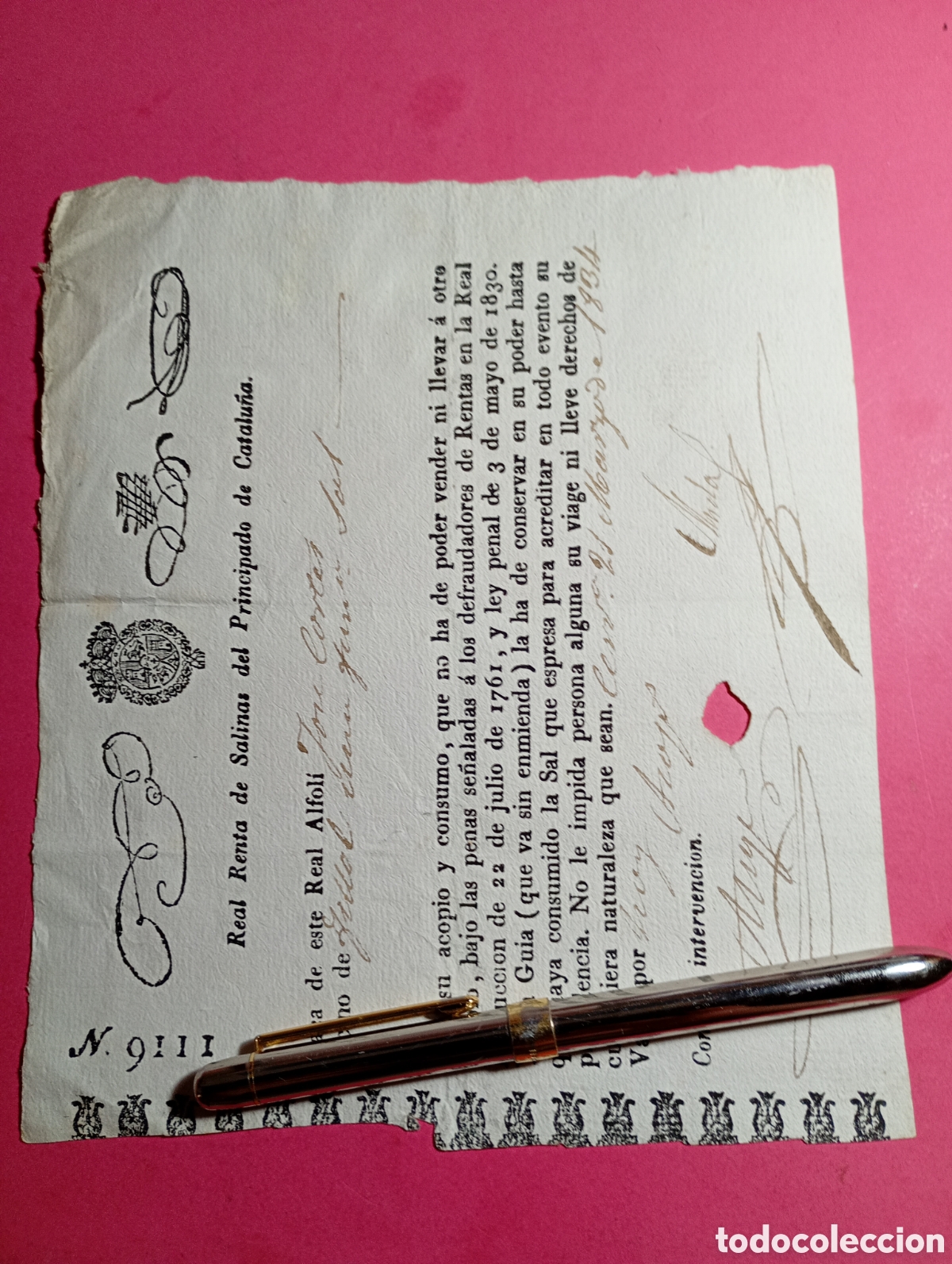Documentos antiguos: GERRI DE LA SAL (dudas), las firmas en CERVERA REAL RENTA DE SALINAS DEL PRINCIPADO DE CATALU&Ntilde;A 1834