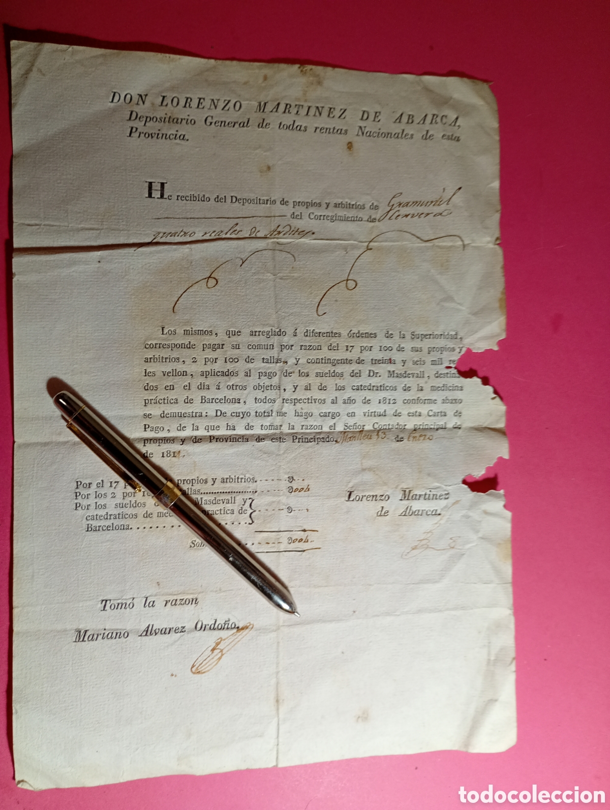 Documentos antiguos: GRAMUNTELL MANLLEU CORREGIMIENTO DE CERVERA DR. ... Y CATEDR&Aacute;TICOS MEDICINA PR&Aacute;CTICA D BARCELONA R2