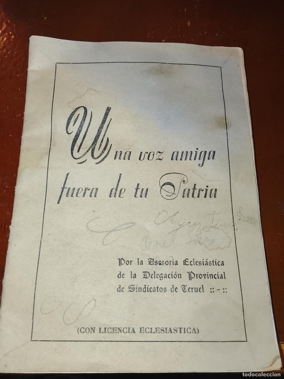 Documentos antiguos: Librillo del Emigrante Teruel (1959-1964). Franquismo / Sindicatos / Francia. Con datos manuscritos.