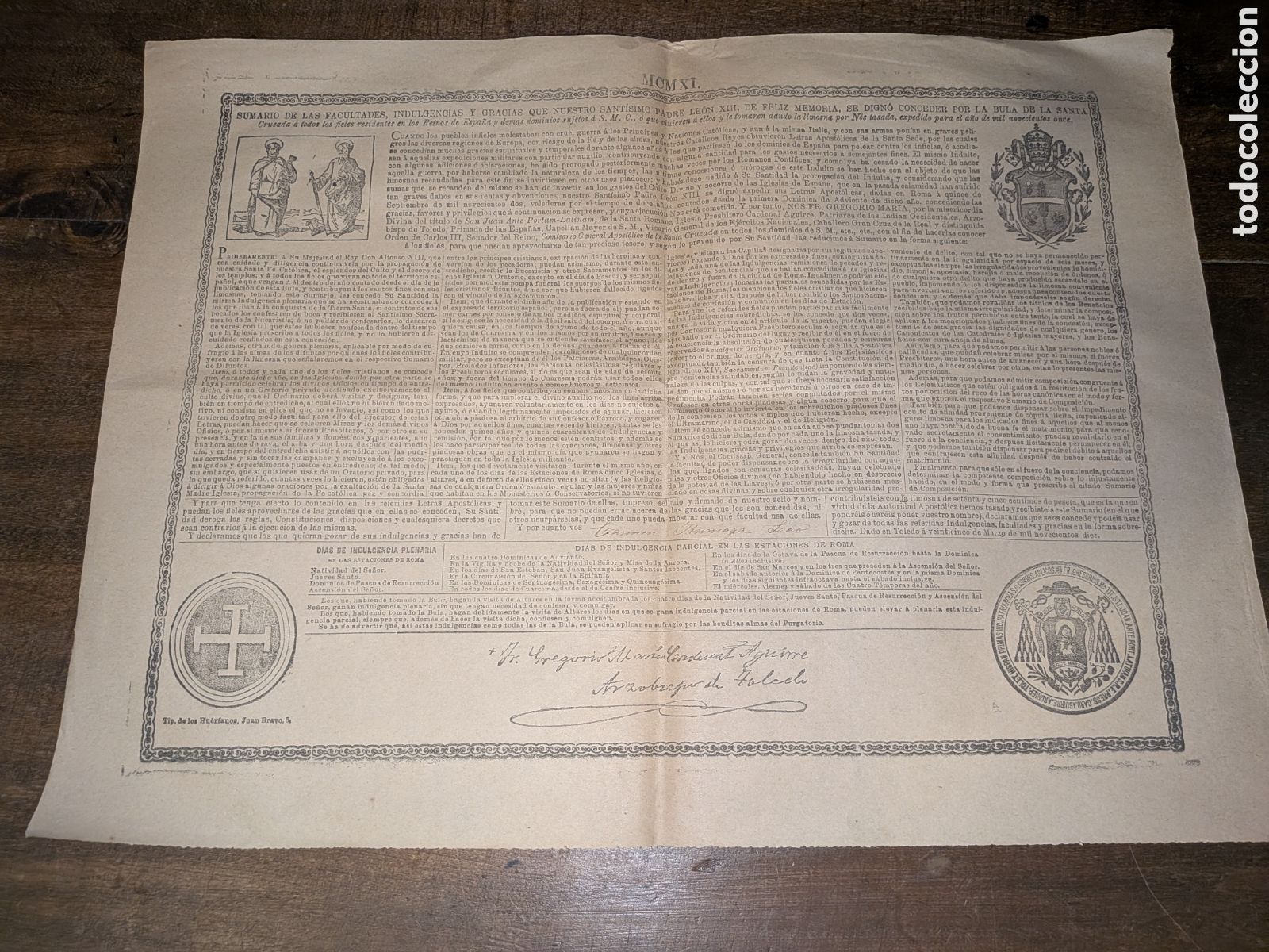 Documentos antiguos: Bula de santa cruzada le&oacute;n 13 1911