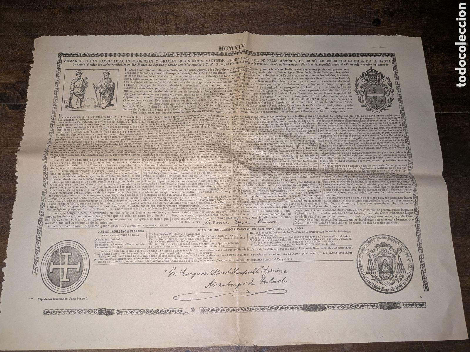 Documentos antiguos: Bula de santa cruzada Le&oacute;n XIII 1914