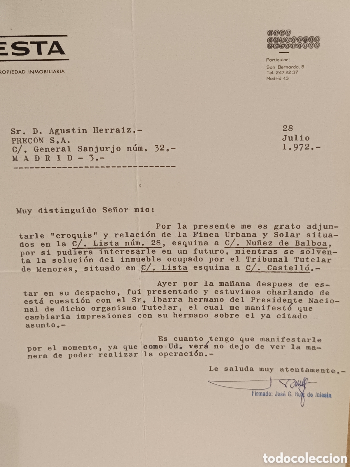 Documentos antiguos: ARCHIVO URBAN&Iacute;STICO MADRID: SOLARES, PALACETES, INMUEBLES... PRECON, INIESTA, MAC-CROHON...1970-1972