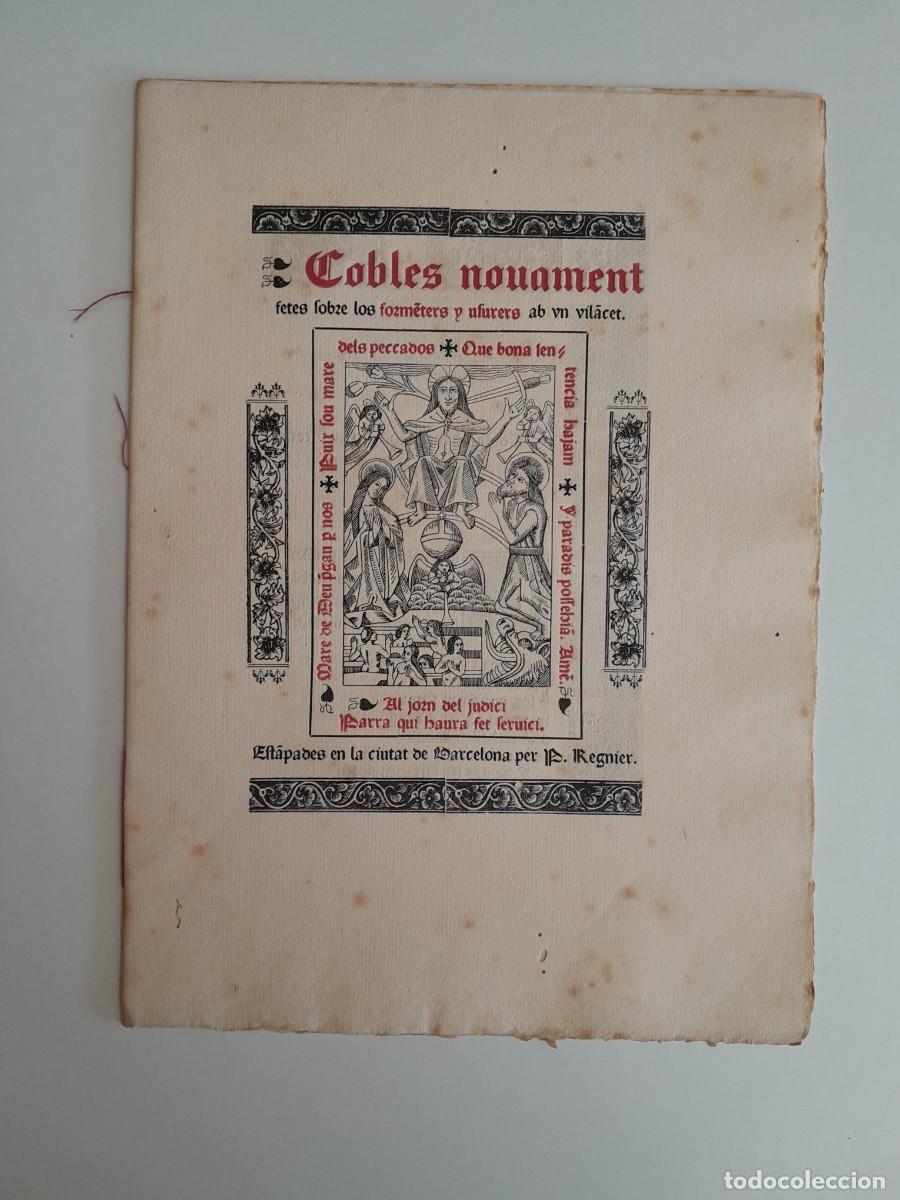 Documentos antiguos: COBLES NOVAMENT FETES SOBRE LOS FORMENTES Y USURERS AB UN VILLANCET (BARCELONA, c.1880)