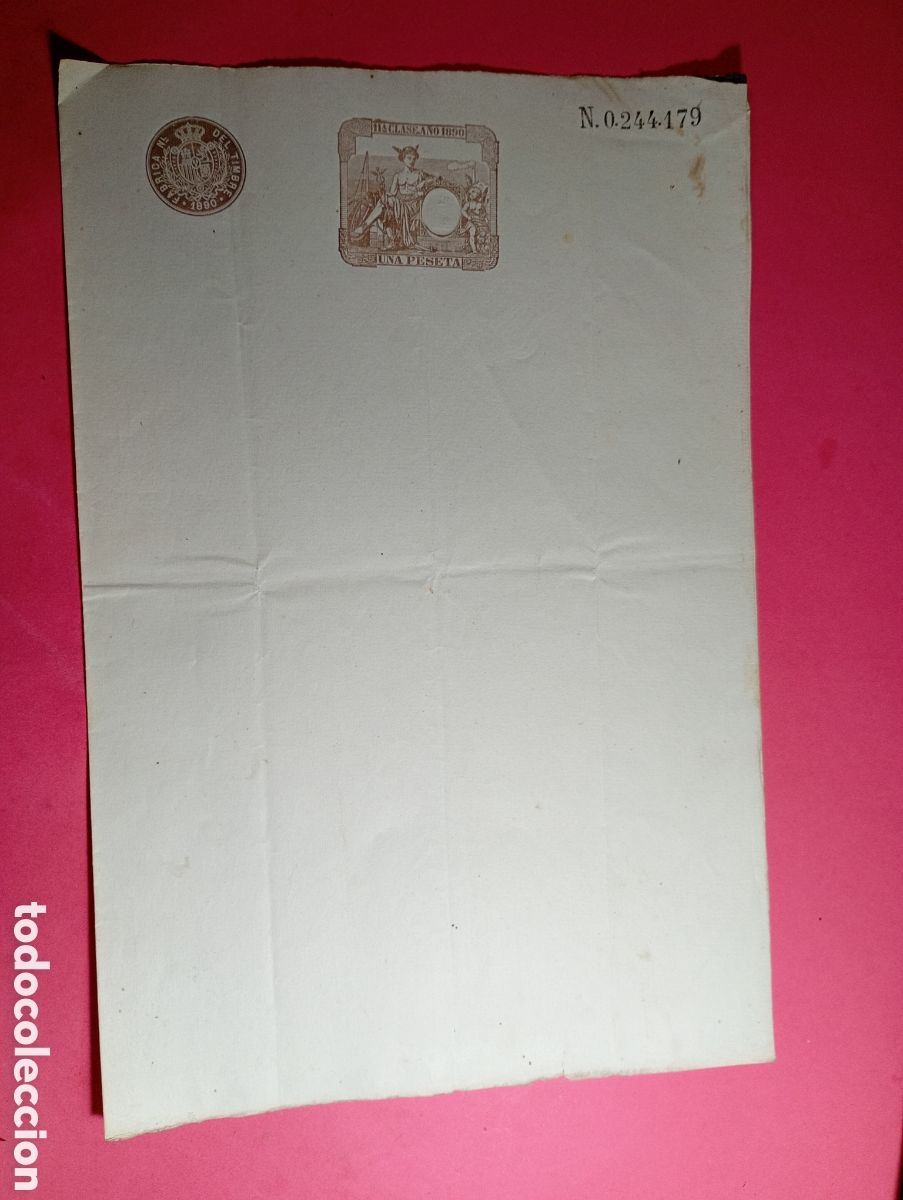 Documentos antiguos: TIMBRE 1890 UNA PESETA N&ordm;0244179 HERMES/MERCURIO HOJA COMPLETA