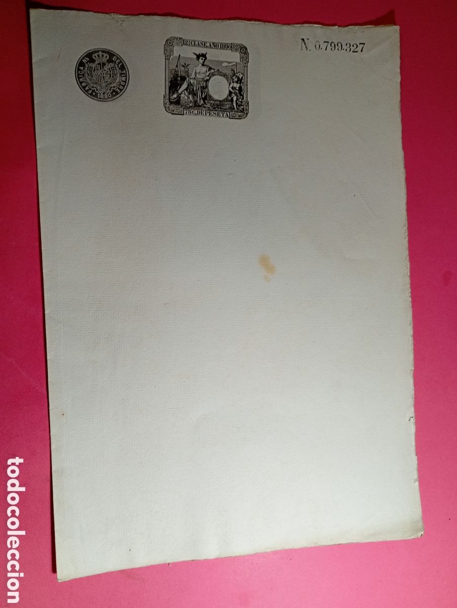 Documentos antiguos: TIMBRE ESTADO ESPA&Ntilde;OL 1890 12&ordf; CLASE 75 centimos N&ordm;0799327 HOJA COMPLETA
