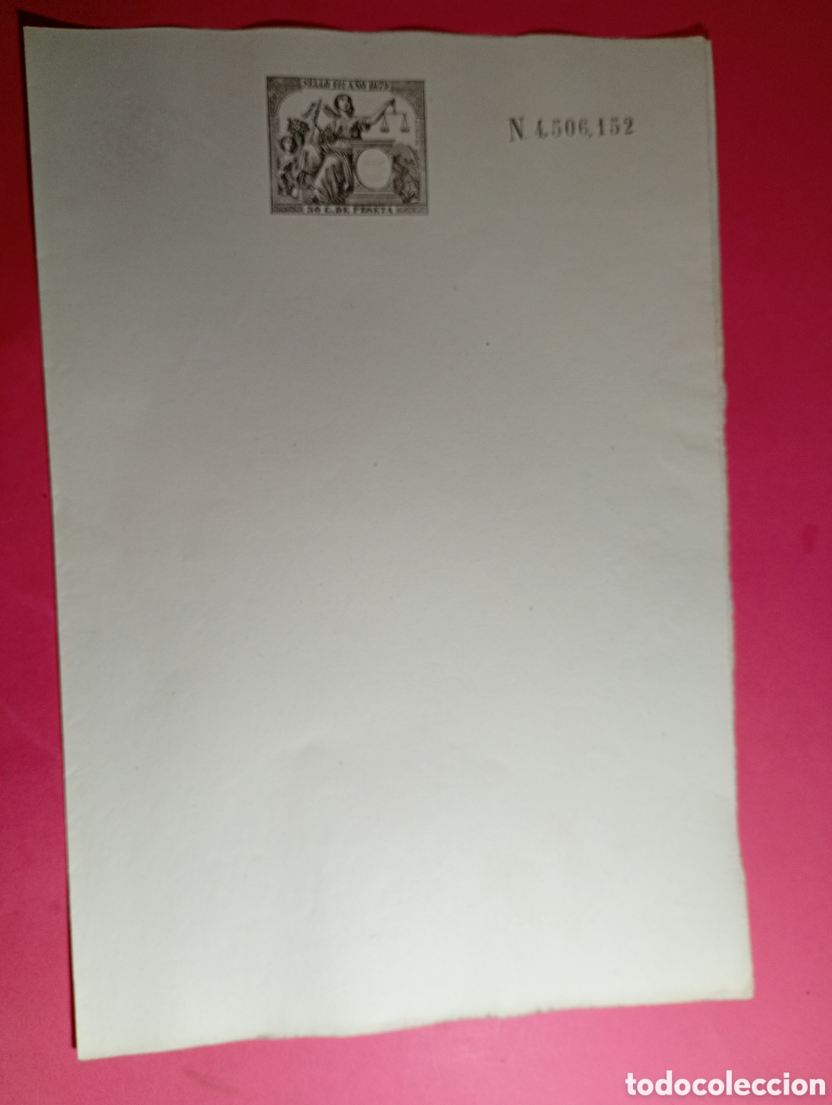 Documentos antiguos: TIMBRE ESTADO ESPA&Ntilde;OL 1879 11&ordf; CLASE 50 centimos N&ordm;4506152 HOJA COMPLETA