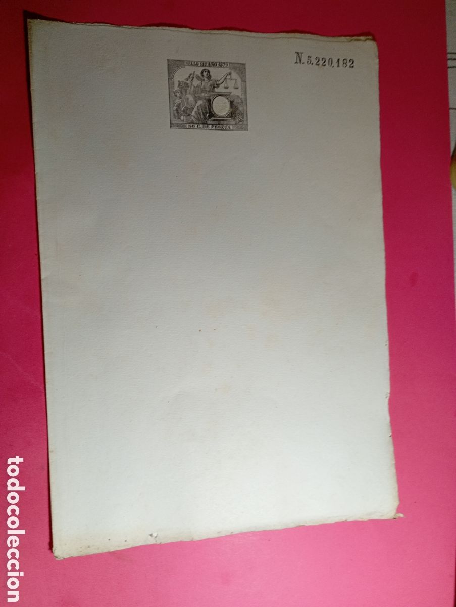 Documentos antiguos: TIMBRE ESTADO ESPA&Ntilde;OL 1879 11&ordf; CLASE 50 centimos N&ordm;5220182 HOJA COMPLETA
