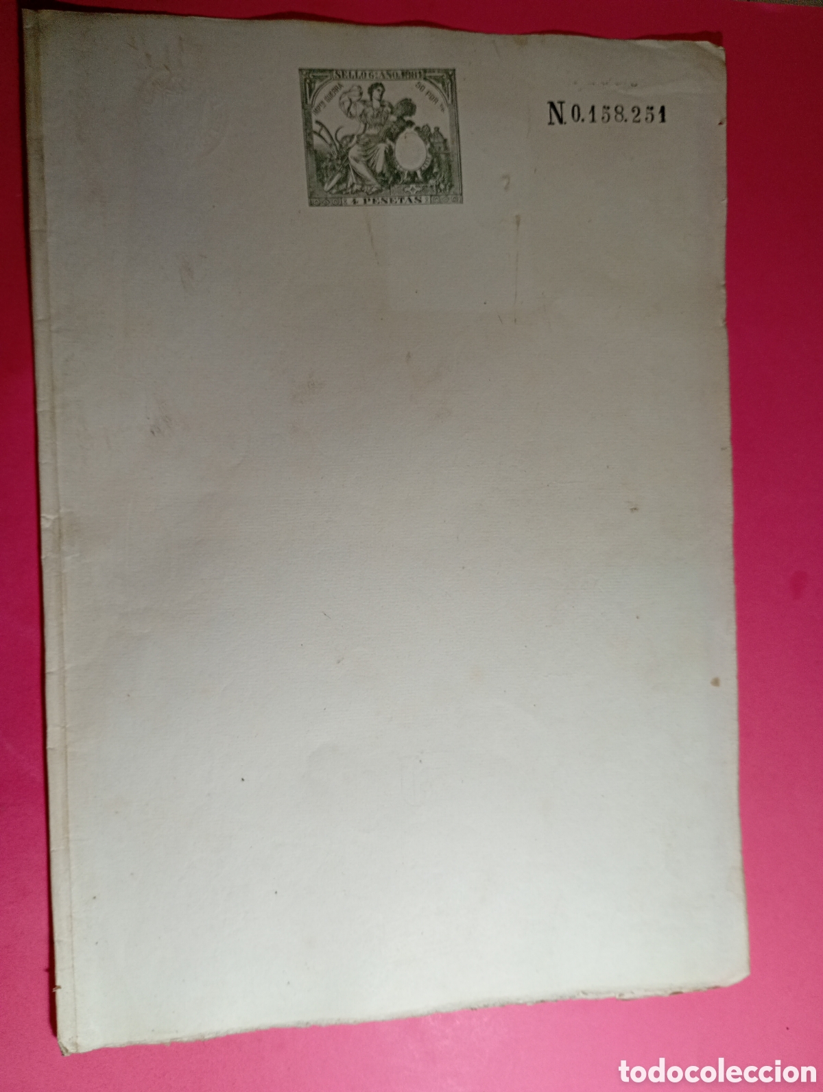 Documentos antiguos: TIMBRE ESTADO ESPA&Ntilde;OL 1881 6&ordf; CLASE 4 pts. N&ordm;0458251 impuesto guerra HOJA COMPLETA