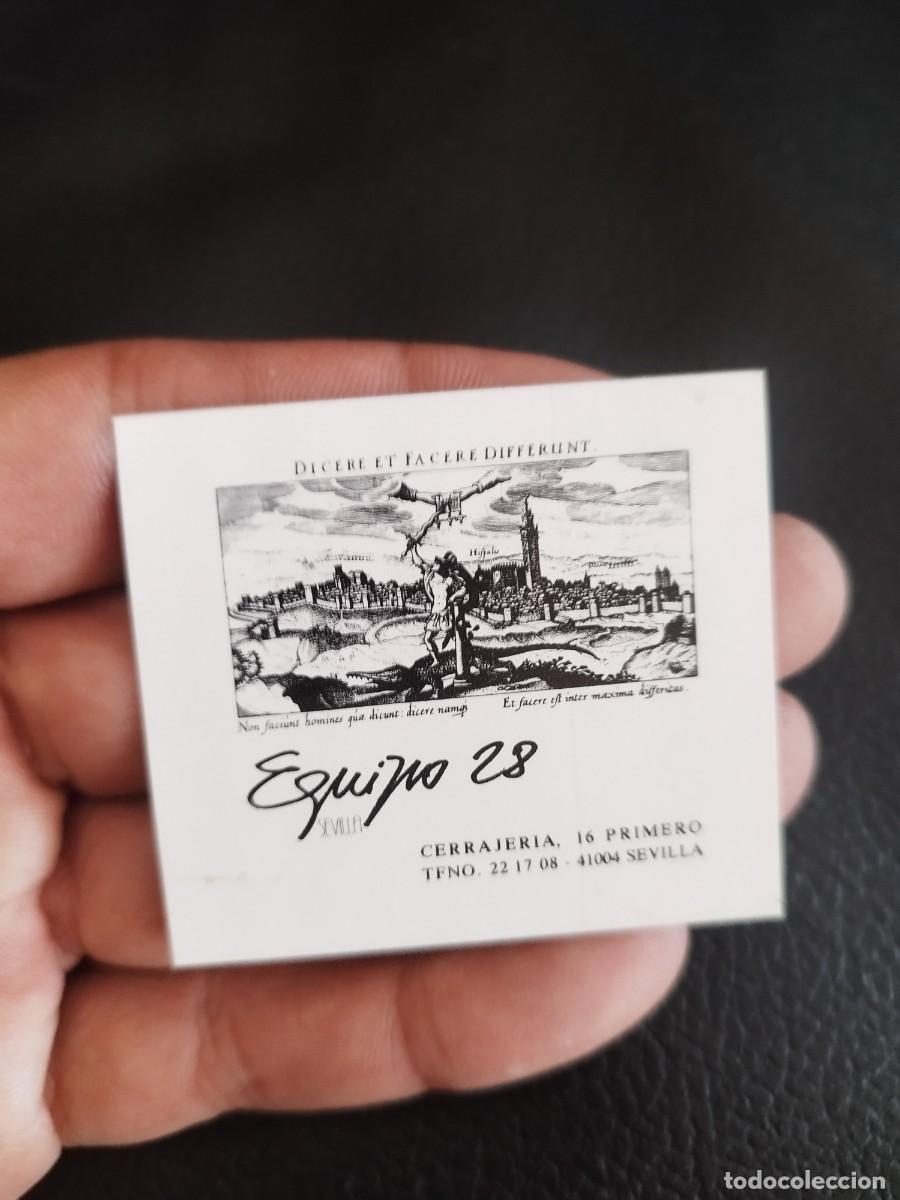 Documentos antiguos: Tarjeta de visita Equipo 28, una empresa de cerrajer&iacute;a situada en Sevilla. Repro grabado historic