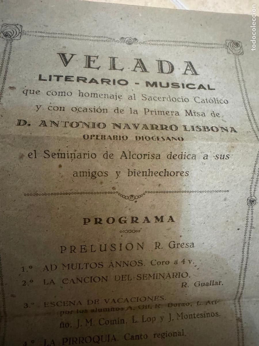 Documentos antiguos: Velada literario musical Antonio navarro Lisbona alcorisa 1942