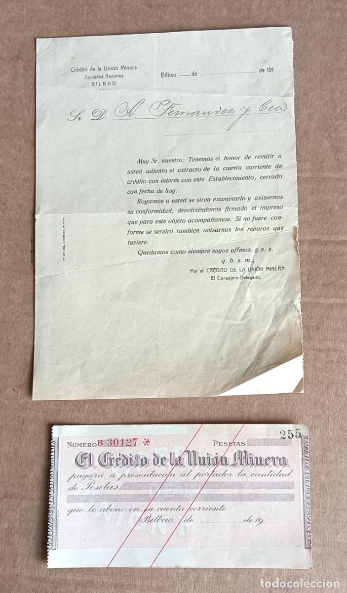 Documentos antiguos: dos documentos cr&eacute;dito de la Uni&oacute;n minera &ndash; Bilbao 191&hellip;