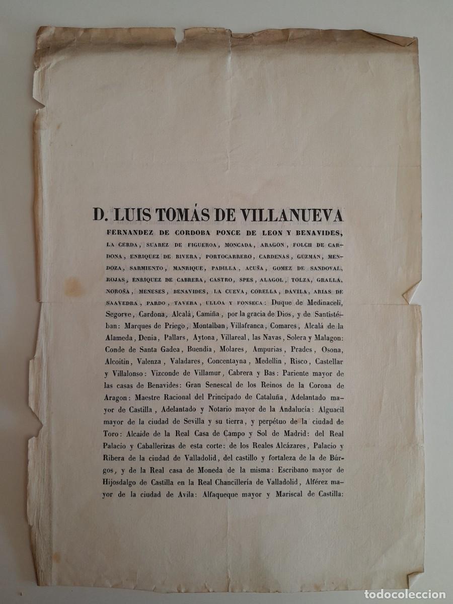 Old Documents: T&Iacute;TULOS NOBILIARIOS Y CARGOS DE LUIS TOM&Aacute;S DE VILLANUEVA, DUQUE DE MEDINACELI (SIGLO XIX)