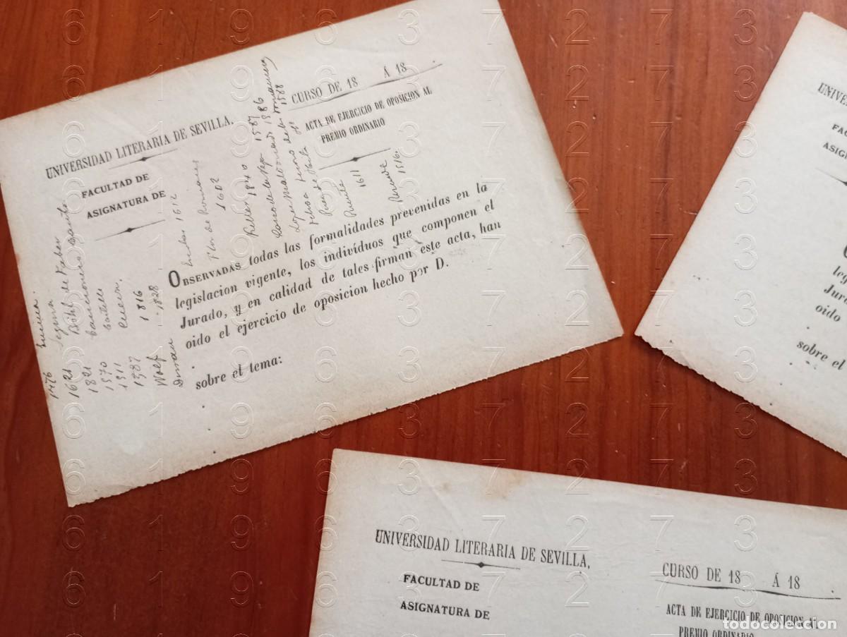 Documentos antiguos: SEVILLA SIGLO XIX 3 DOCUMENTOS ACTA DE EJERCICIO DE OPOSICION B44 - Foto 2