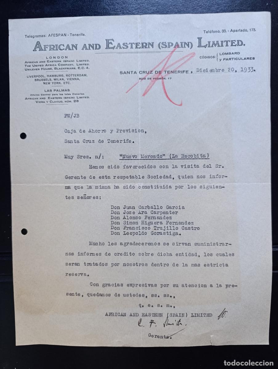 Documentos antiguos: SEGUNDA REPUBLICA. AFRICAN AND EASTERN (SPAIN) LIMITED-CONSTITUCI&Oacute;N NUEVO MERCADO(LA RECOBITA). 1934