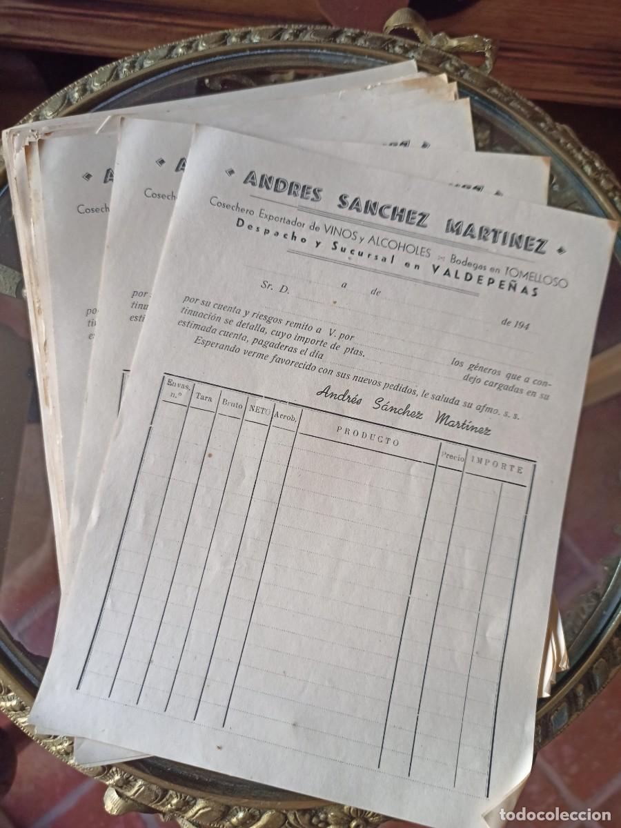 Documentos antiguos: Hojas de pedidos Andr&eacute;s S&aacute;nchez Mart&iacute;nez, Bodegas en Tomelloso, Valdepe&ntilde;as