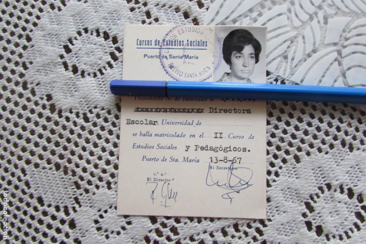 Documentos antiguos: CURSOS DE ESTUDIOS SOCIALES PUERTO DE SANTAMARIA DIRECTORA ESCOLAR 1967