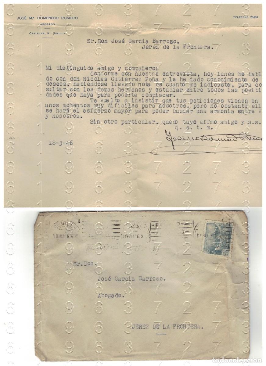 Documentos antiguos: JEREZ DE LA FRONTERA CARTA A JOSE GARCIA BARROSO 1946 B67