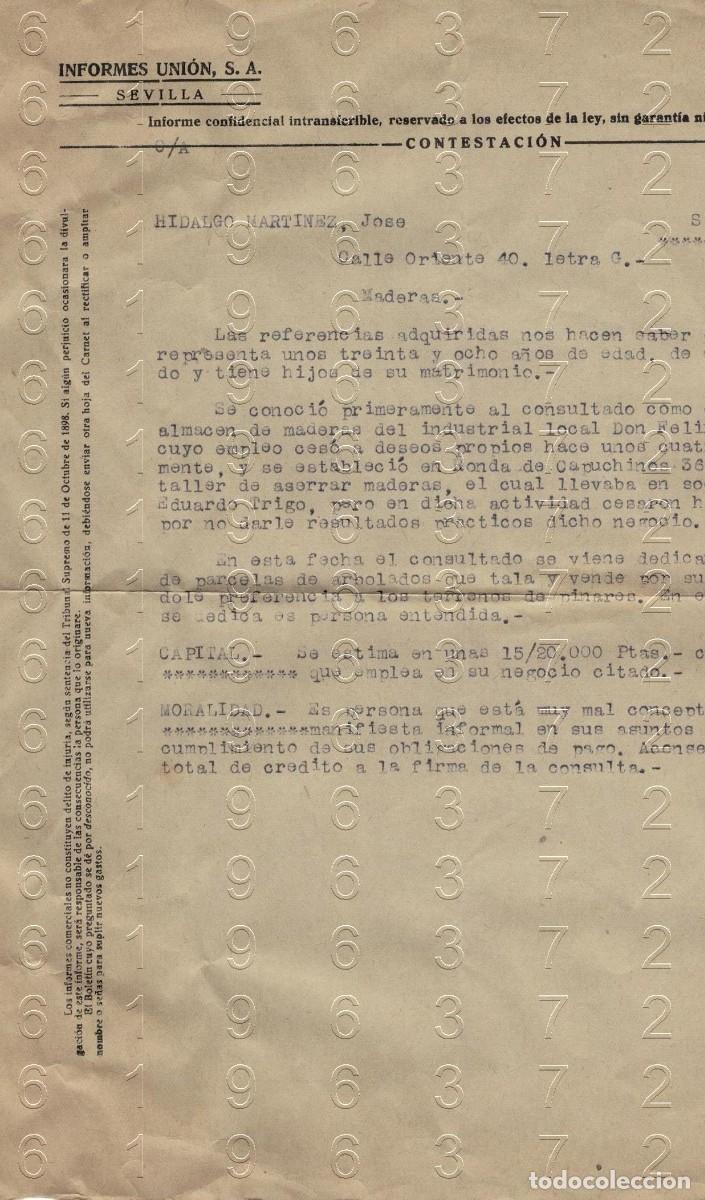 Documentos antiguos: SEVILLA INFORME CONFIDENCIAL OBRERO 1946 B67