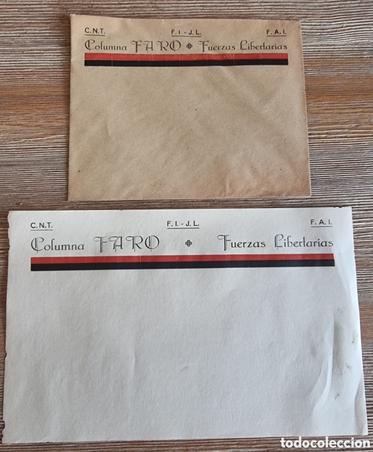 Documentos antiguos: Guerra civil CNT FAI columa Faro M&aacute;laga sobre y papel de escribir pieza hist&oacute;rica
