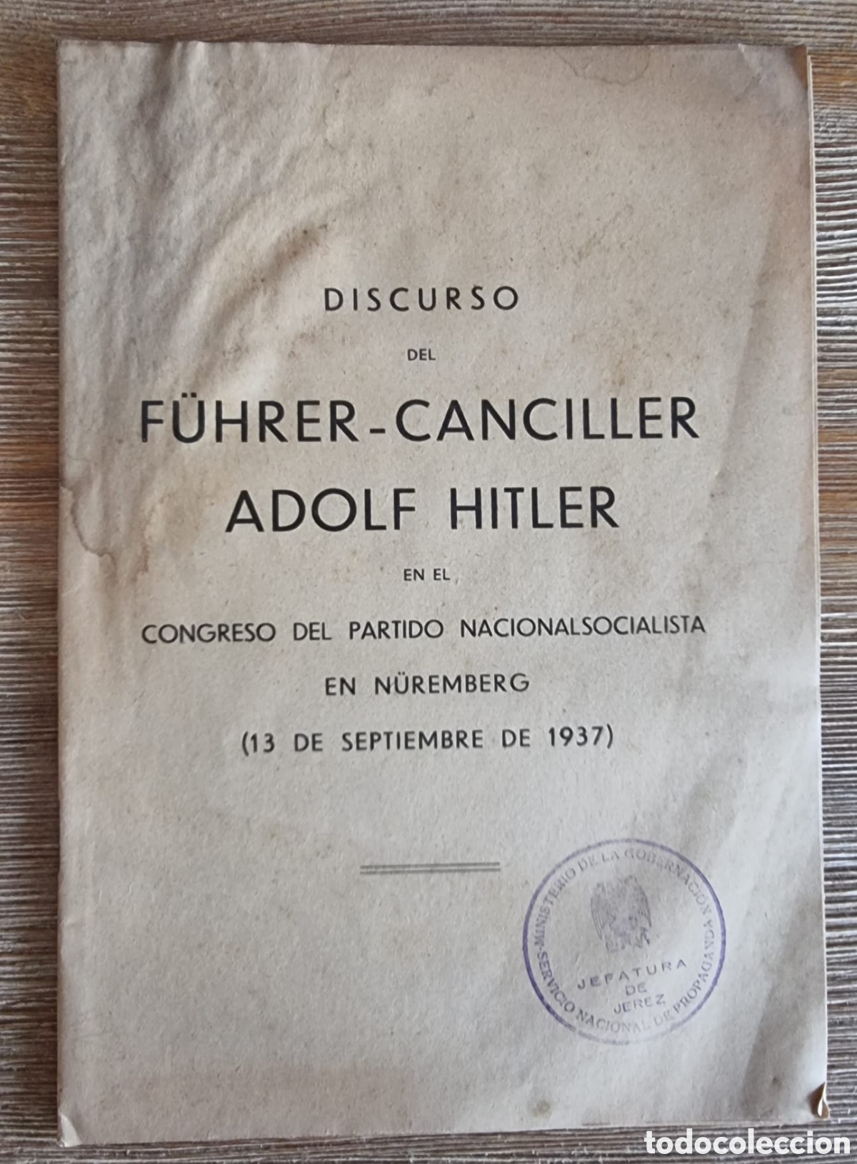 Documentos antiguos: Discurso Hitler II guerra mundial original