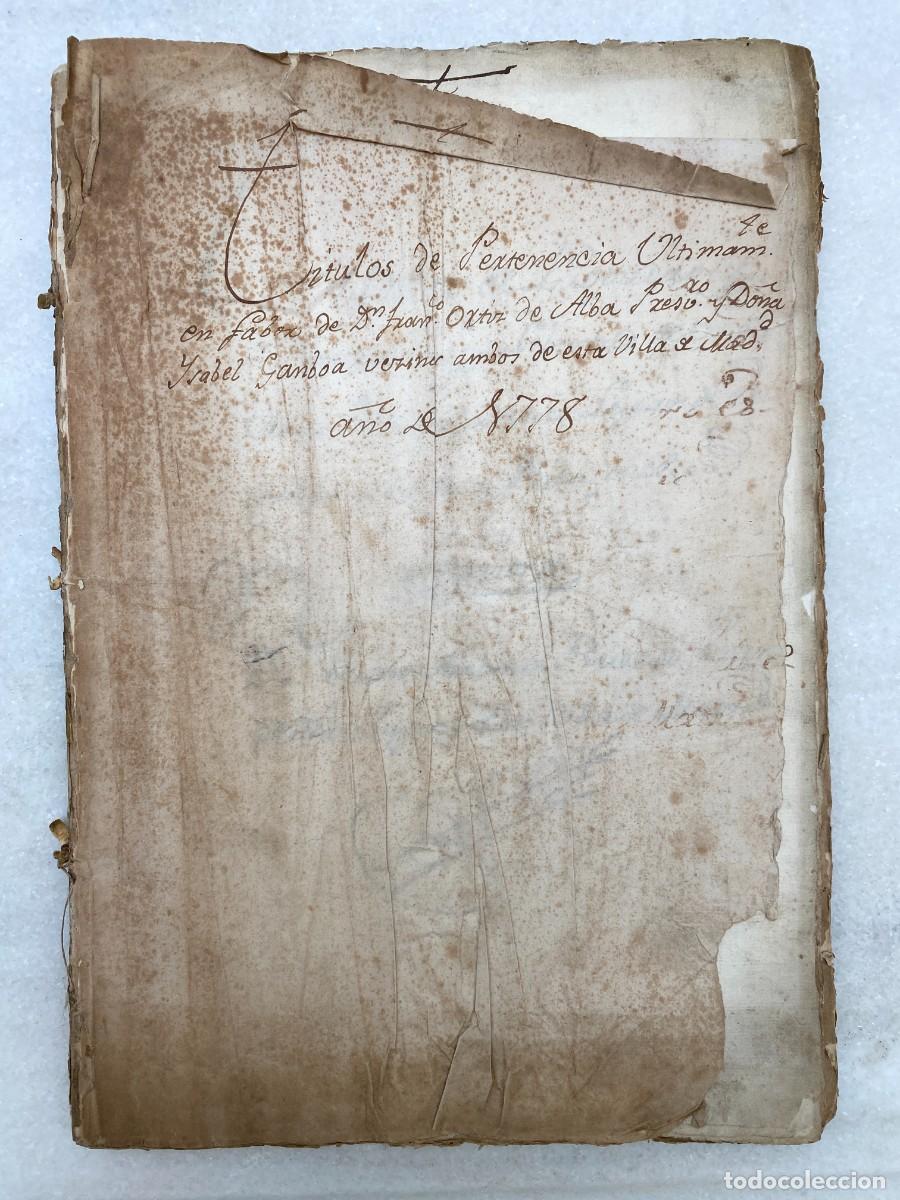 Documentos antiguos: Titulos de compra y venta de unas casas en la plaza p&uacute;blica de Esquivias. Toledo. 1735-1778.