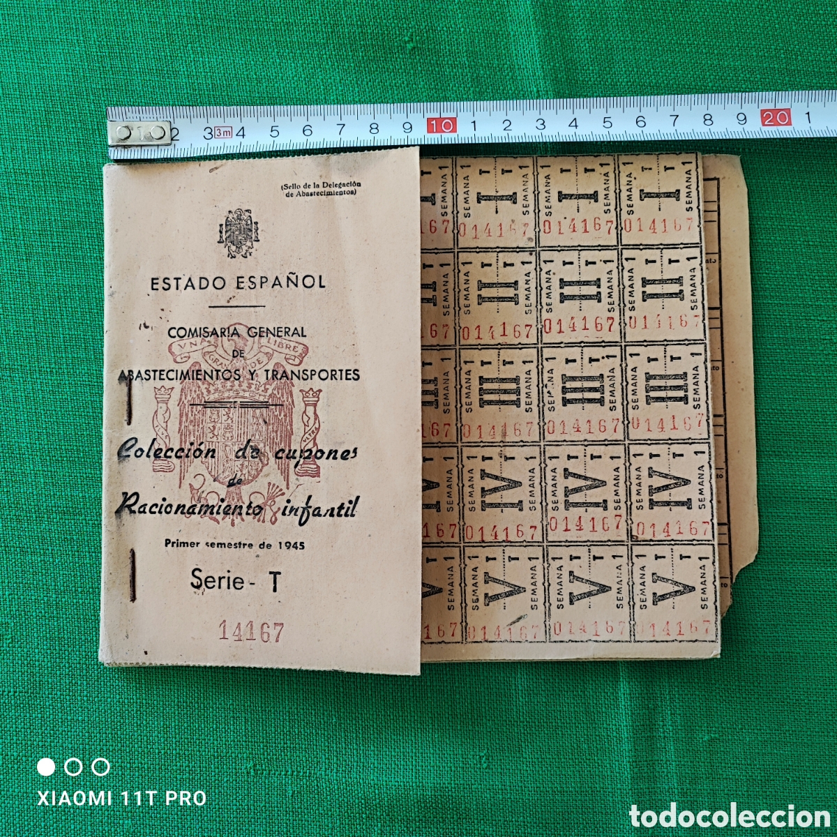 Documentos antiguos: Libreta Cupones racionamiento infantil 1945.