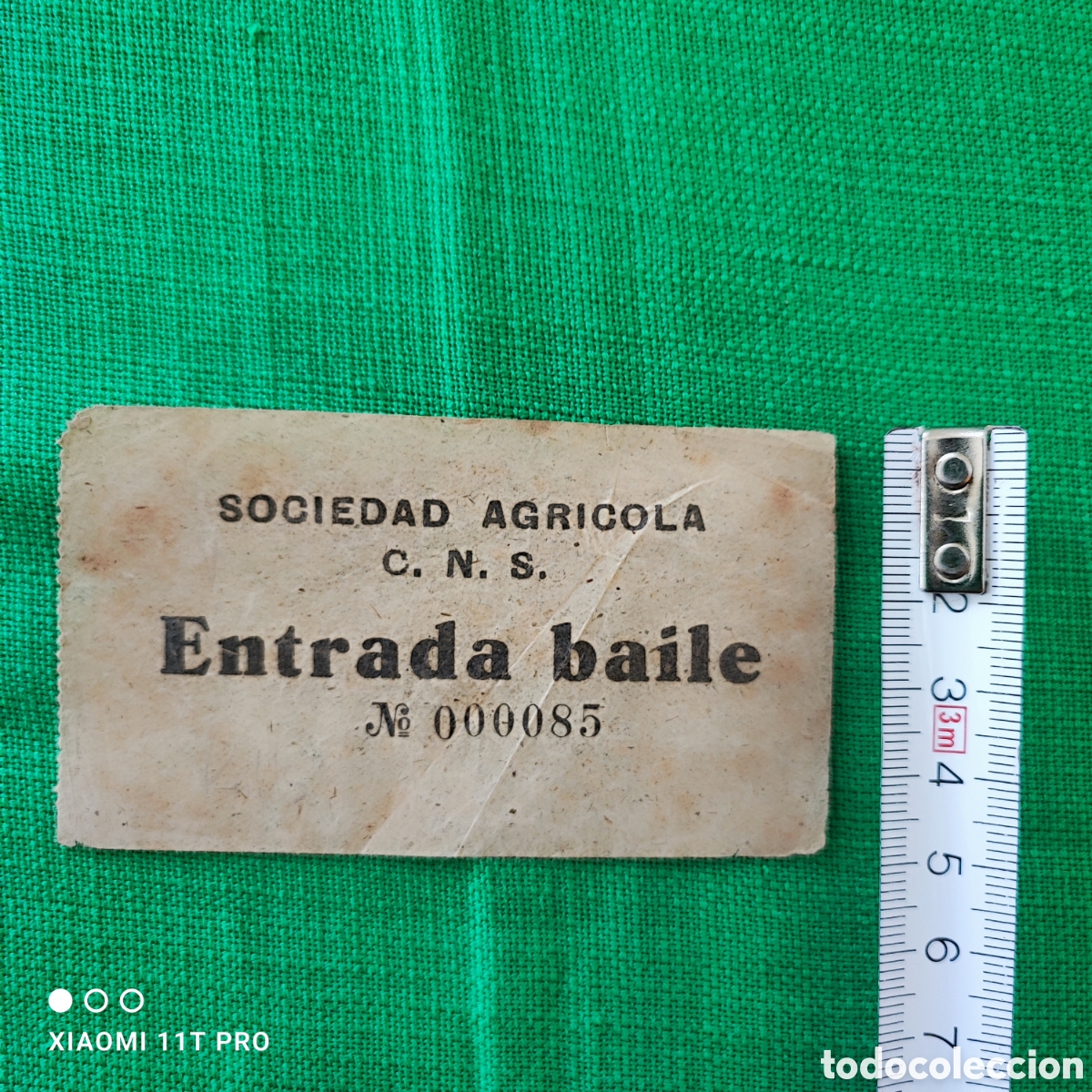 Documentos antiguos: Entrada baile C.N.S sociedad agr&iacute;cola ( guerra civil espa&ntilde;ola )