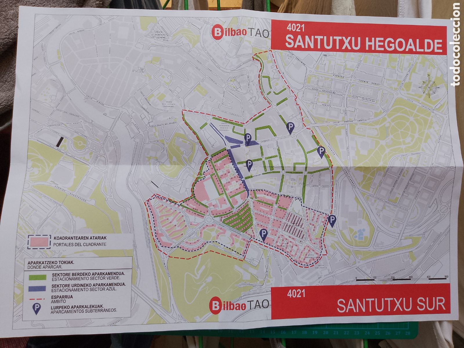 Documentos antiguos: SANTUTXU HEGOALDE CUADRANTE - MAPA . MAP . BILBAO TAO - OTA