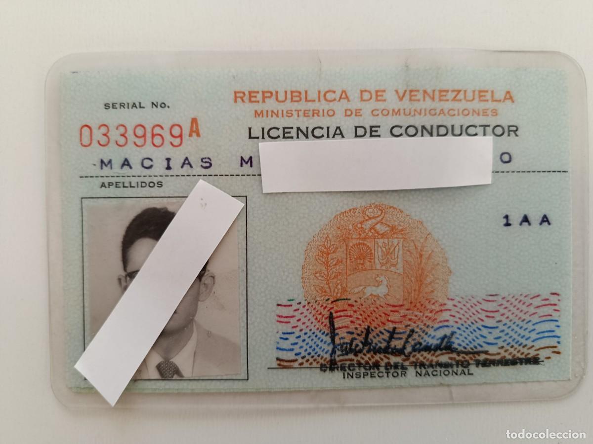 Documentos antiguos: LICENCIA DE CONDUCIR DE LA REP&Uacute;BLICA DE VENEZUELA. CARNET DE CONDUCIR. 1961