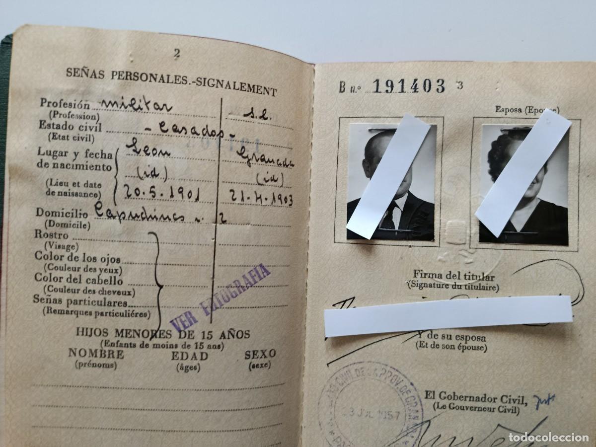 Documentos antiguos: PASAPORTE EXPEDIDO EN GRANADA EN 1957 - Foto 3