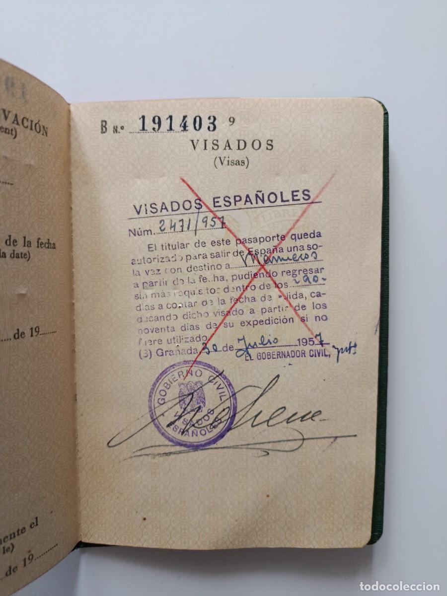 Documentos antiguos: PASAPORTE EXPEDIDO EN GRANADA EN 1957 - Foto 5