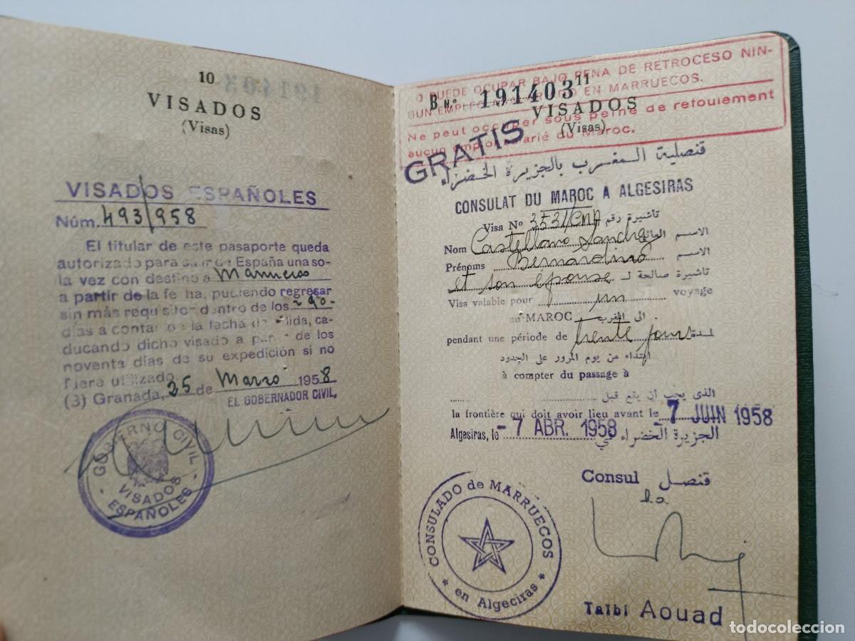 Documentos antiguos: PASAPORTE EXPEDIDO EN GRANADA EN 1957 - Foto 6