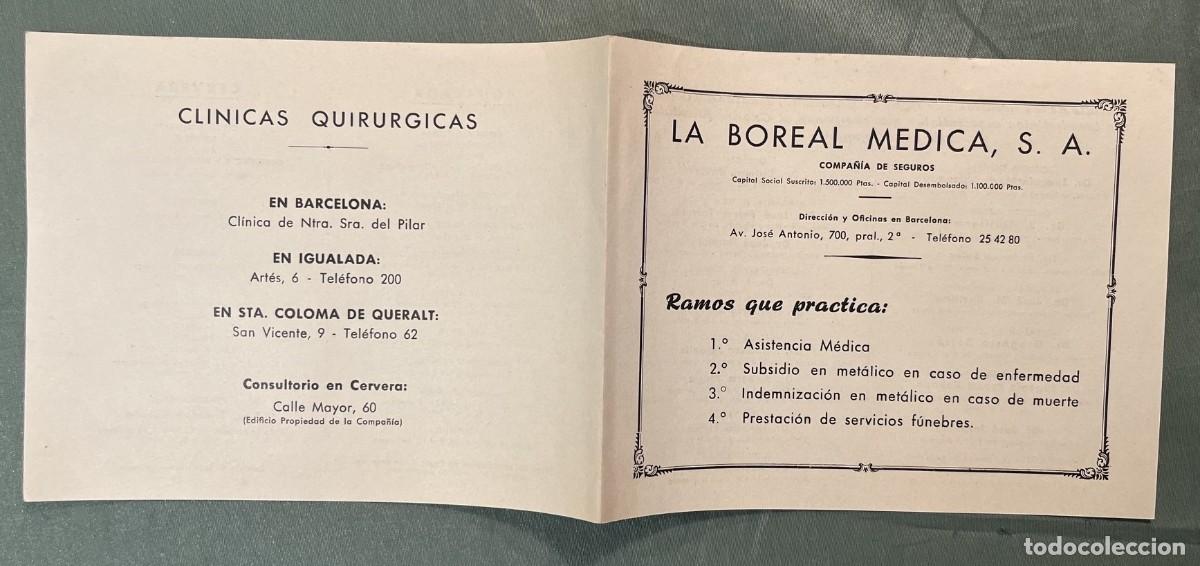 Old Documents: LA BOREAL M&Eacute;DICA, S.A. DETALLE DE CL&Iacute;NICAS, SERVICIOS Y HORARIOS EN BARCELONA, IGUALADA Y CERVERA